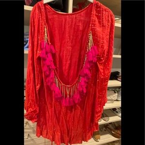 Sundress coverup with back tassels